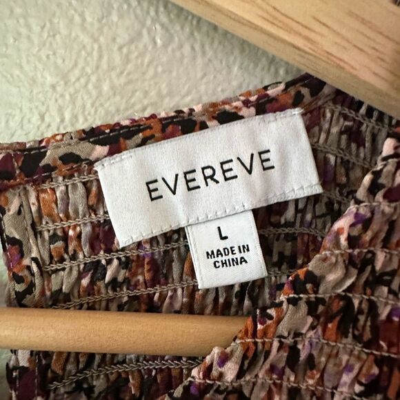 Evereve Smocked Floral Bohemian Blouse Shirt Size L - Picture 2 of 7
